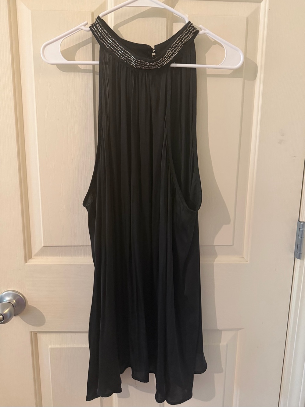 Black Beaded Halter Neck Top